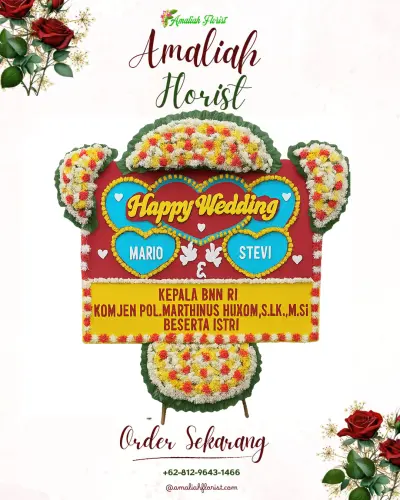 Karangan Papan Bunga Pernikahan di Mundakjaya